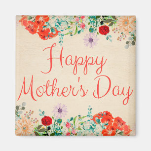 Vintage Floral Flowers Blossoms Happy Mother's Day Magnet