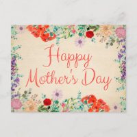 Vintage Floral Flowers Blossoms Happy Mother's Day