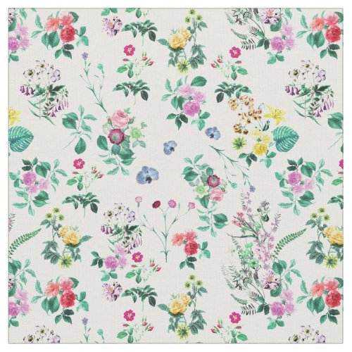 Vintage floral flowers rose wildflower pattern fabric