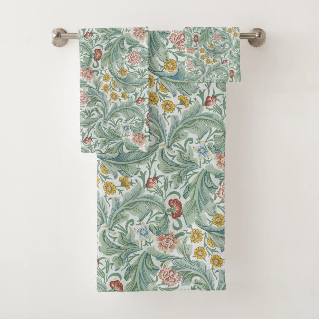 Vintage Floral Flowers William Morris Leicester Bath Towel Set | Zazzle