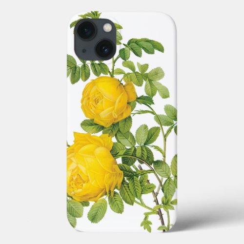 Vintage Floral Flowers Yellow Roses by Redoute iPhone 13 Case