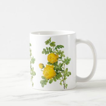 Vintage Floral Flowers  Yellow Roses By Redoute Coffee Mug by Tchotchke at Zazzle