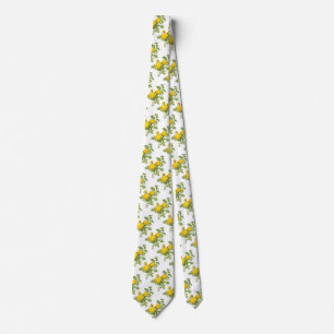Vintage Floral Flowers, Yellow Roses by Redoute Neck Tie