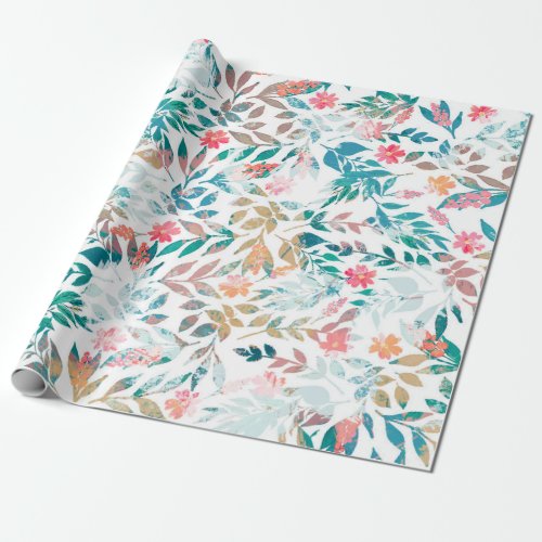 Vintage floral  Foliage Distressed Paint design Wrapping Paper