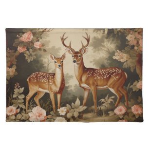 Vintage Floral Forest Deer Cloth Placemat