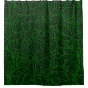Vintage Floral Forest Emerald Green Shower Curtain