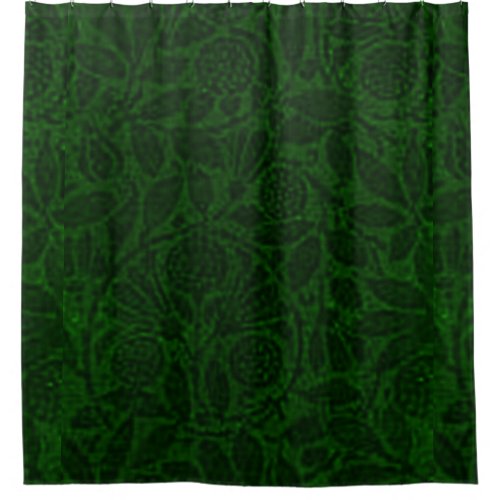 Vintage Floral Forest Emerald Green Shower Curtain