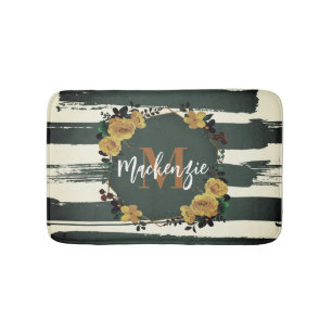 Vintage Floral Frame Bath Mat