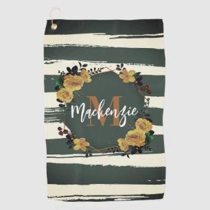 Vintage Floral Frame Golf Towel