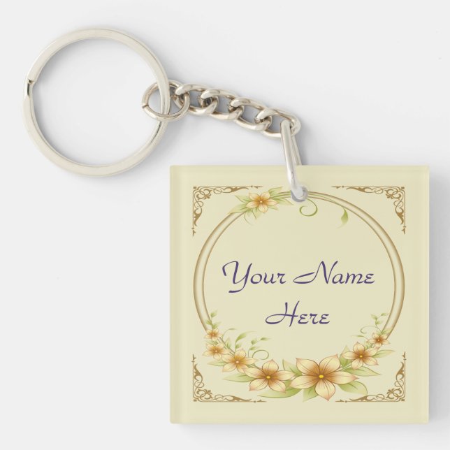 Vintage Floral Frame Keychain (Front)