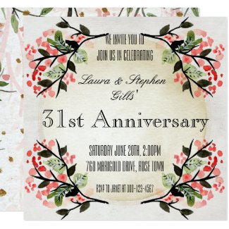 Vintage Floral Frame Wedding Anniversary Invitation