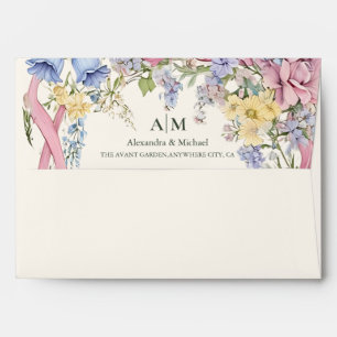 Vintage floral frame wedding envelope