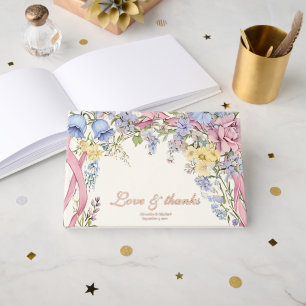 Vintage floral frame wedding foil guest book