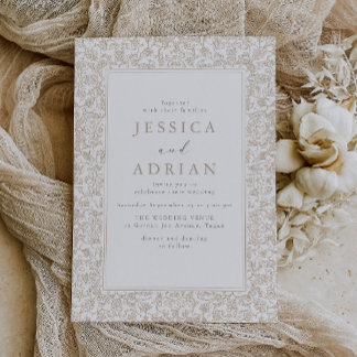 Vintage Floral Frame Wedding  Invitation