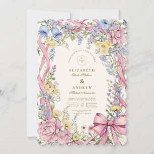 Vintage floral frame wedding invitation