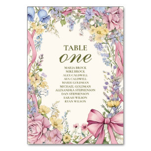 Vintage floral frame wedding table number