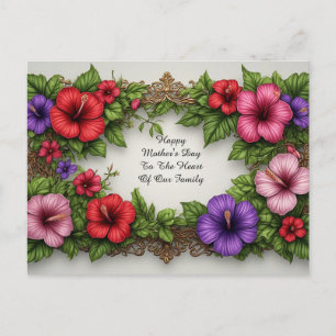 Vintage Floral Frame With Hibiscus Border Postcard