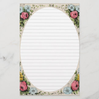 Vintage Floral Frame With Open Oval Center Stationery