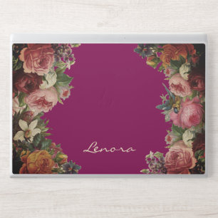Vintage floral framed pink old fashioned HP laptop skin
