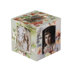 Vintage Floral Frames Photo Cube