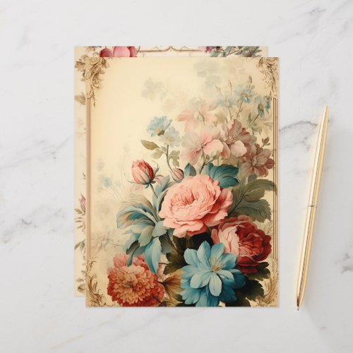 Vintage Floral Frames Scrapbook Paper