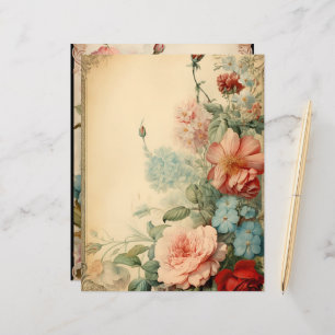 Vintage Floral Frames Scrapbook Paper