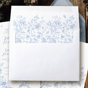 Vintage Floral French Blue Romantic Garden Wedding Envelope Liner