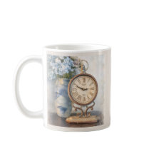 Vintage Floral French Country Clock Decor Mug