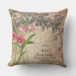 Vintage Floral French Perfume Label Throw Pillow at Zazzle