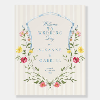 Vintage Floral French Wedding Welcome Sign
