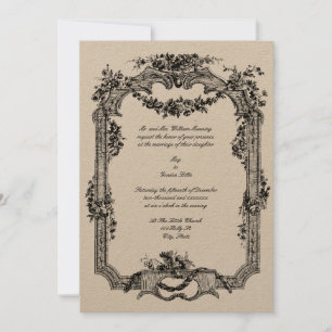 Vintage Floral & Fruit Baroque Rococo Wedding Invitation