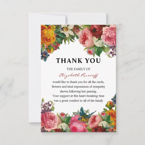 Vintage Floral Funeral Thank You Card