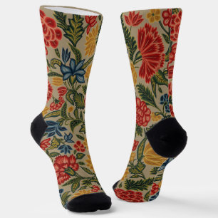 Vintage Floral Garden Artwork Socks