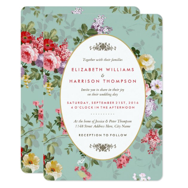 Vintage Floral Garden Botanical Wedding Invitation