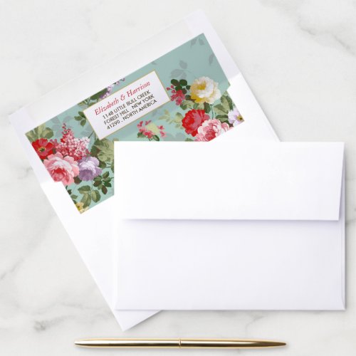 Vintage Floral Garden Botanical Wedding Envelope Liner