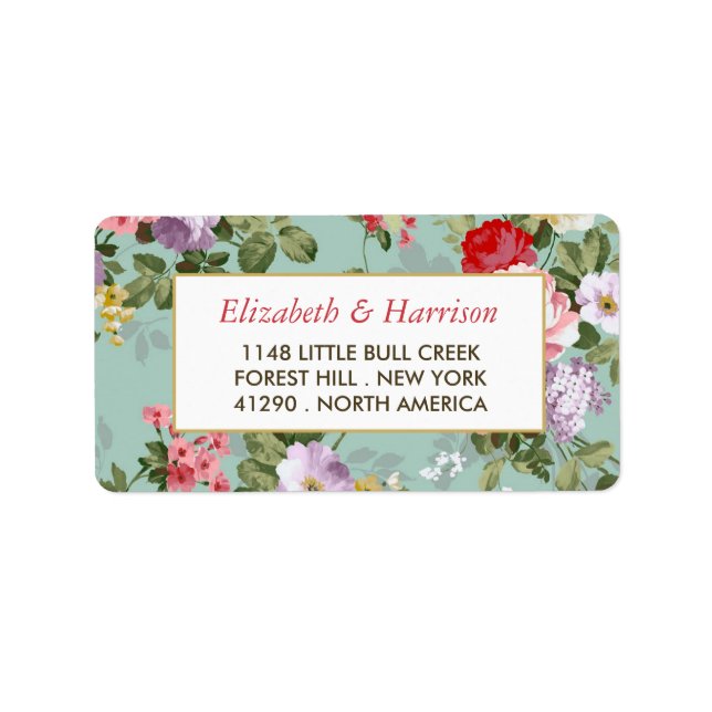 Vintage Floral Garden Botanical Wedding Label (Front)
