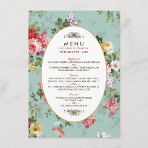 Vintage Floral Garden Botanical Wedding Menu