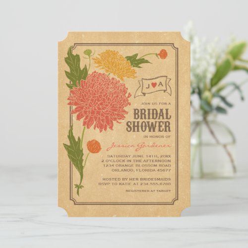 Vintage Floral Garden Party Bridal Shower Invite