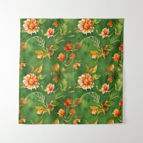 Vintage Floral Garden Watercolor Seamless Pattern Tapestry