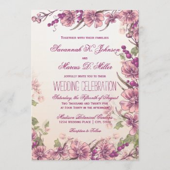 Vintage Floral Garden Wedding Invitations by WillowTreePrints at Zazzle