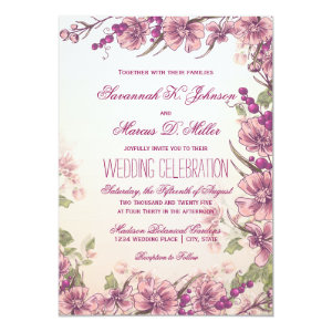Vintage Floral Garden Wedding Invitations