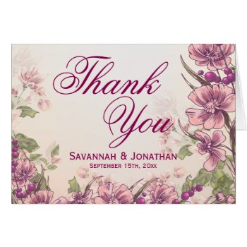 Vintage Floral Garden Wedding Thank You Cards by WillowTreePrints at Zazzle