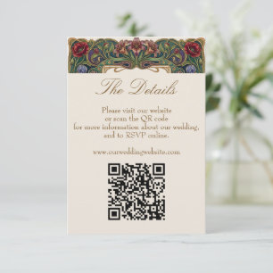 Vintage Floral Garden Wedding Website QR Code Info Enclosure Card