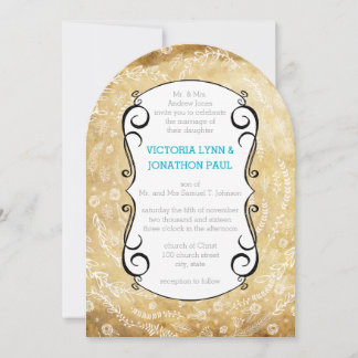 Vintage Floral Garland Wedding Invitation