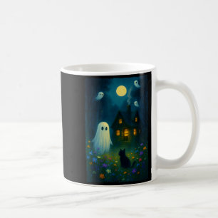 Vintage Floral Ghost Black Cat Halloween Ghost Sok Coffee Mug