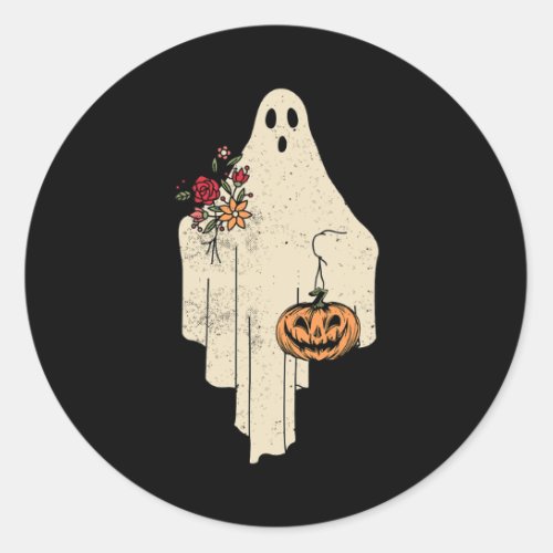 Vintage Floral Ghost Cute Halloween Costume Funny  Classic Round Sticker