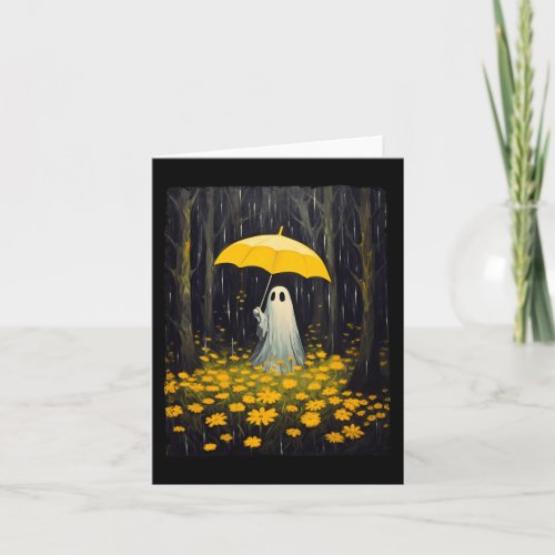 Vintage Floral Ghost Halloween Ghost In The Forest Card