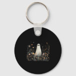 Vintage Floral Ghost Halloween Ghost In The Forest Keychain