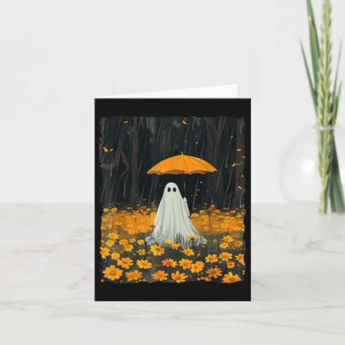 Vintage Floral Ghost Halloween Gothic Spooky Ghost Card