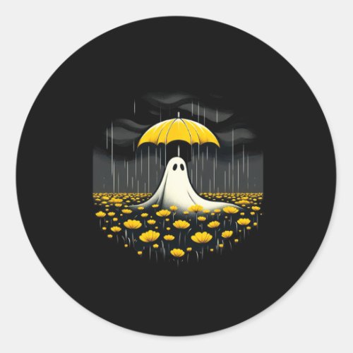 Vintage Floral Ghost Halloween Gothic Spooky Ghost Classic Round Sticker